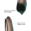 image:imageHee grand Pom Pom Ballet Flats for Women Suede Pointed Toe SlipOn Casual Comfortable Flat ShoesGreen