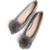 image:imageHee grand Pom Pom Ballet Flats for Women Suede Pointed Toe SlipOn Casual Comfortable Flat ShoesGrey