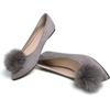 image:imageHee grand Pom Pom Ballet Flats for Women Suede Pointed Toe SlipOn Casual Comfortable Flat ShoesGrey