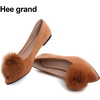 image:imageHee grand Pom Pom Ballet Flats for Women Suede Pointed Toe SlipOn Casual Comfortable Flat ShoesKhaki