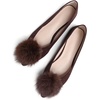 image:imageHee grand Pom Pom Ballet Flats for Women Suede Pointed Toe SlipOn Casual Comfortable Flat ShoesLatte Brown