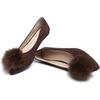 image:imageHee grand Pom Pom Ballet Flats for Women Suede Pointed Toe SlipOn Casual Comfortable Flat ShoesLatte Brown