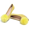 image:imageHee grand Pom Pom Ballet Flats for Women Suede Pointed Toe SlipOn Casual Comfortable Flat ShoesLemon Yellow