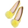 image:imageHee grand Pom Pom Ballet Flats for Women Suede Pointed Toe SlipOn Casual Comfortable Flat ShoesLemon Yellow