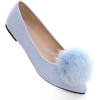 image:imageHee grand Pom Pom Ballet Flats for Women Suede Pointed Toe SlipOn Casual Comfortable Flat ShoesLight Blue