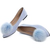 image:imageHee grand Pom Pom Ballet Flats for Women Suede Pointed Toe SlipOn Casual Comfortable Flat ShoesLight Blue