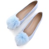 image:imageHee grand Pom Pom Ballet Flats for Women Suede Pointed Toe SlipOn Casual Comfortable Flat ShoesLight Blue