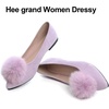image:imageHee grand Pom Pom Ballet Flats for Women Suede Pointed Toe SlipOn Casual Comfortable Flat ShoesLight Purple