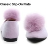 image:imageHee grand Pom Pom Ballet Flats for Women Suede Pointed Toe SlipOn Casual Comfortable Flat ShoesLight Purple