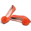 image:imageHee grand Pom Pom Ballet Flats for Women Suede Pointed Toe SlipOn Casual Comfortable Flat ShoesOrange