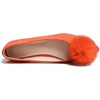 image:imageHee grand Pom Pom Ballet Flats for Women Suede Pointed Toe SlipOn Casual Comfortable Flat ShoesOrange