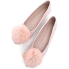 image:imageHee grand Pom Pom Ballet Flats for Women Suede Pointed Toe SlipOn Casual Comfortable Flat ShoesPale Pink