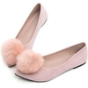 image:imageHee grand Pom Pom Ballet Flats for Women Suede Pointed Toe SlipOn Casual Comfortable Flat ShoesPale Pink