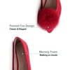 image:imageHee grand Pom Pom Ballet Flats for Women Suede Pointed Toe SlipOn Casual Comfortable Flat ShoesRed