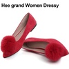 image:imageHee grand Pom Pom Ballet Flats for Women Suede Pointed Toe SlipOn Casual Comfortable Flat ShoesRed