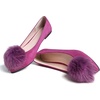 image:imageHee grand Pom Pom Ballet Flats for Women Suede Pointed Toe SlipOn Casual Comfortable Flat ShoesRose Purple