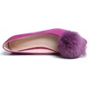 image:imageHee grand Pom Pom Ballet Flats for Women Suede Pointed Toe SlipOn Casual Comfortable Flat ShoesRose Purple