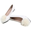 image:imageHee grand Pom Pom Ballet Flats for Women Suede Pointed Toe SlipOn Casual Comfortable Flat ShoesWhite
