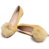 image:imageHee grand Pom Pom Ballet Flats for Women Suede Pointed Toe SlipOn Casual Comfortable Flat ShoesYellow