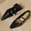 image:imageHee grand Retro Ankle Strap Buckle Mary Jane Shoes Women Pointed Toe PU Leather Low Heel Dress ShoesBlack