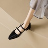 image:imageHee grand Retro Ankle Strap Buckle Mary Jane Shoes Women Pointed Toe PU Leather Low Heel Dress ShoesBlack