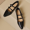 image:imageHee grand Retro Ankle Strap Buckle Mary Jane Shoes Women Pointed Toe PU Leather Low Heel Dress ShoesBlack