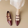 image:imageHee grand Retro Ankle Strap Buckle Mary Jane Shoes Women Pointed Toe PU Leather Low Heel Dress ShoesRed
