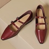 image:imageHee grand Retro Ankle Strap Buckle Mary Jane Shoes Women Pointed Toe PU Leather Low Heel Dress ShoesRed