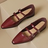 image:imageHee grand Retro Ankle Strap Buckle Mary Jane Shoes Women Pointed Toe PU Leather Low Heel Dress ShoesRed