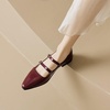 image:imageHee grand Retro Ankle Strap Buckle Mary Jane Shoes Women Pointed Toe PU Leather Low Heel Dress ShoesRed