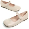 image:imageHee grand Retro Mary Jane Shoes for Women Cute Round Toe Buckle Ballet Flats Leather Dress Flats Soft Work FlatsApricot