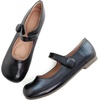 image:imageHee grand Retro Mary Jane Shoes for Women Cute Round Toe Buckle Ballet Flats Leather Dress Flats Soft Work FlatsBlack