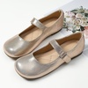image:imageHee grand Retro Mary Jane Shoes for Women Cute Round Toe Buckle Ballet Flats Leather Dress Flats Soft Work FlatsGold