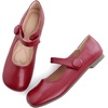 image:imageHee grand Retro Mary Jane Shoes for Women Cute Round Toe Buckle Ballet Flats Leather Dress Flats Soft Work FlatsRed