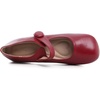 image:imageHee grand Retro Mary Jane Shoes for Women Cute Round Toe Buckle Ballet Flats Leather Dress Flats Soft Work FlatsRed