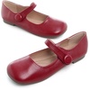image:imageHee grand Retro Mary Jane Shoes for Women Cute Round Toe Buckle Ballet Flats Leather Dress Flats Soft Work FlatsRed