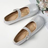 image:imageHee grand Retro Mary Jane Shoes for Women Cute Round Toe Buckle Ballet Flats Leather Dress Flats Soft Work FlatsSilver