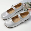 image:imageHee grand Retro Mary Jane Shoes for Women Cute Round Toe Buckle Ballet Flats Leather Dress Flats Soft Work FlatsSilver