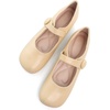 image:imageHee grand Retro Mary Jane Shoes for Women Cute Round Toe Buckle Ballet Flats Leather Dress Flats Soft Work FlatsYellow