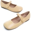 image:imageHee grand Retro Mary Jane Shoes for Women Cute Round Toe Buckle Ballet Flats Leather Dress Flats Soft Work FlatsYellow