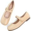 image:imageHee grand Retro Mary Jane Shoes for Women Cute Round Toe Buckle Ballet Flats Leather Dress Flats Soft Work FlatsYellow