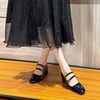 image:imageHee grand Retro Square Toe Ankle Buckles Mary Jane Chunky Heels for Women Comfortable Mid Block Heel Work Pumps Patent Leather Dress Shoes196black