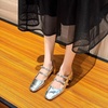 image:imageHee grand Retro Square Toe Ankle Buckles Mary Jane Chunky Heels for Women Comfortable Mid Block Heel Work Pumps Patent Leather Dress Shoes196silver