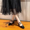 image:imageHee grand Retro Square Toe Ankle Buckles Mary Jane Chunky Heels for Women Comfortable Mid Block Heel Work Pumps Patent Leather Dress Shoes197black