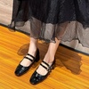 image:imageHee grand Retro Square Toe Ankle Buckles Mary Jane Chunky Heels for Women Comfortable Mid Block Heel Work Pumps Patent Leather Dress Shoes197black