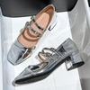image:imageHee grand Retro Square Toe Ankle Buckles Mary Jane Chunky Heels for Women Comfortable Mid Block Heel Work Pumps Patent Leather Dress Shoes197silver