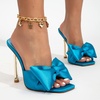 image:imageHee grand Satin Bowknot Rhinestones High Heel Sandals Slides Sexy Open Toe Party Dress Sandals2blue
