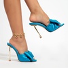 image:imageHee grand Satin Bowknot Rhinestones High Heel Sandals Slides Sexy Open Toe Party Dress Sandals2blue