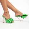 image:imageHee grand Satin Bowknot Rhinestones High Heel Sandals Slides Sexy Open Toe Party Dress Sandals2green