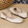 image:imageHee grand Square Toe Mary Jane Flats for Women Comfortable Ankle Buckle Ballet Flats PU Leather Dress Shoes539beige